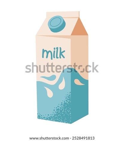 Milk packaging isolated on white background. Organic dairy product. Flat illustration.