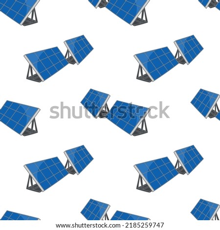 Seamless pattern with two solar panels doodle outline vector