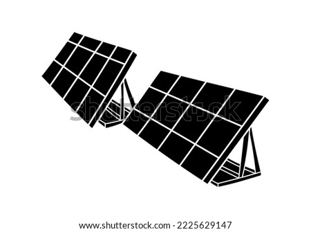 Two solar panels silhouette vector illustration. Isolated on white background