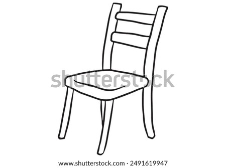 Wooden chair hand drawn outline vector illustration. Isolated on white background