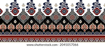Digital textile design motif with geometrical border seamless and ethnic style border decoration for textile print and textile design ready for print
