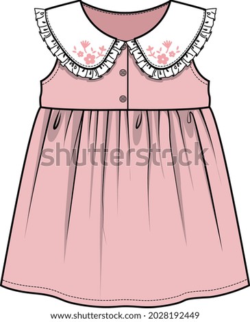 BABY GIRL EMBROIDERED PETER PAN COLLAR DRESS Сток-фото © 