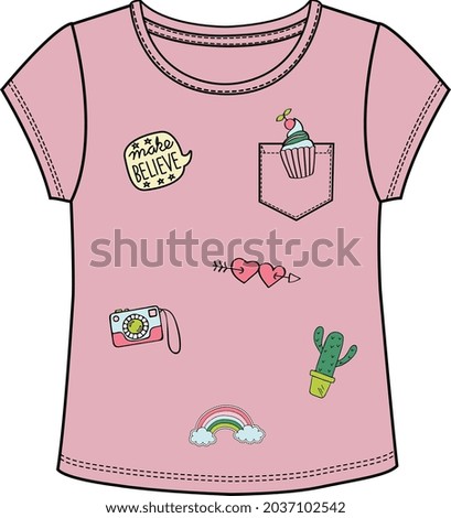 KIDS GIRLS AND TEEN GIRLS WEAR GRAPHIC T SHIRTS VECTOR