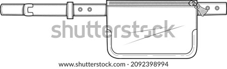 FANNY PACK AND BUM BAG WALLET WITH BELT VECTOR SKETCH