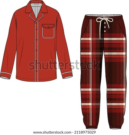 MEN AND BOYS WEAR TEE AND PAJAM SET NIGHT WEAR VECTOR