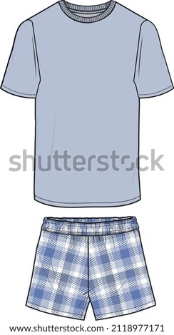 MEN AND BOYS WEAR TEE AND PAJAM SET NIGHT WEAR VECTOR