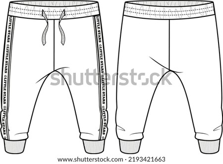 KID BOYS BOTTOM WEAR JOGGER AND TROUSER FRONT AND BACK FLAT DESIGN VECTOR
