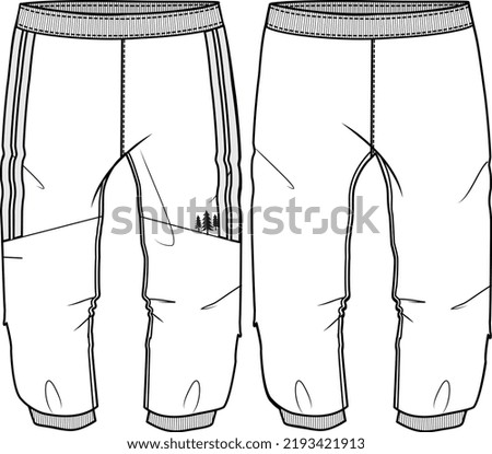 KID BOYS BOTTOM WEAR JOGGER AND TROUSER FRONT AND BACK FLAT DESIGN VECTOR