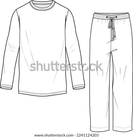 MEN AND BOYS WEAR TEE AND PAJAM SET NIGHT WEAR FLAT DESIGN VECTOR