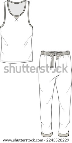 MEN AND BOYS WEAR TANK TOP AND JOGGERS SET VECTOR SKETCH