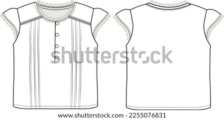 KIDS WEAR TOPS FRONT AND BACK FASHION FLAT DESIGN VECTOR