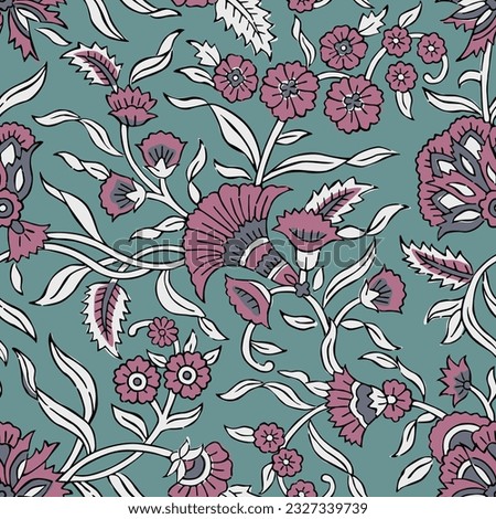 MIX FLORAL WITH LEAF ALL OVER PRINT SEMLESS PATTERN VECTOR ILLUSTRATION