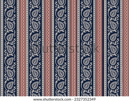 PAISLEY FLORAL SEAMLESS PATTERN ALL OVER PRINT WITH BORDER VECTOR ILLUSTRATION