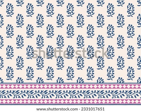 PAISLEY FLORAL SEAMLESS PATTERN ALL OVER PRINT WITH BORDER VECTOR ILLUSTRATION