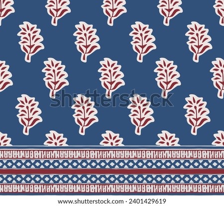 FLORAL BLOCK WITH BORDER ALL OVER PRINT SEAMLESS PATTERN VECTOR ILLUSTRATION