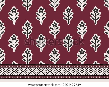 FLORAL BLOCK WITH BORDER ALL OVER PRINT SEAMLESS PATTERN VECTOR ILLUSTRATION