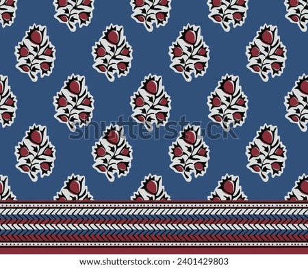 FLORAL BLOCK WITH BORDER ALL OVER PRINT SEAMLESS PATTERN VECTOR ILLUSTRATION