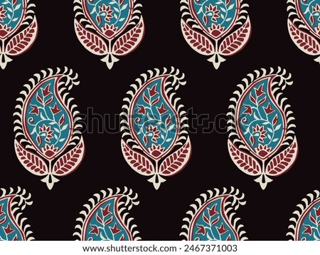 PAISLEY FLORAL SEAMLESS PATTERN ALL OVER PRINT VECTOR ILLUSTRATION