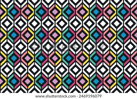 MULTICOLOR GEOMETRIC RHOMBUS ZIG ZAG OPTICAL ILLUSION SEAMLESS PATTERN ALL OVER PRINT VECTOR ILLUSTRATION