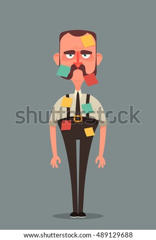 Vector Images Illustrations And Cliparts Funny Cartoon Character Grumpy Office Worker With A Lot Of Short Notes For Urgent Work Vector Illustration Hqvectors Com Stanley hudson is my favorite grumpy character, mostly because i understand his lack of patience for boss man michael scott. hqvectors com