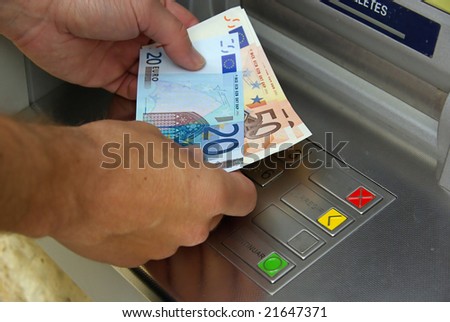 Similar – Image, Stock Photo Hands take out Euro from wallet