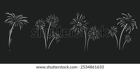 Fire work collection on black background vector image