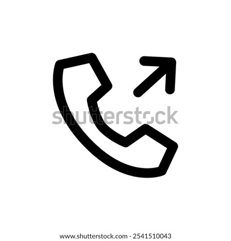 Minimalist Black and White Outgoing Phone Icon – Perfect for Web Design, App Interfaces, and Digital Branding, Representing Outgoing Calls and Communication Functions for User-Friendly Platforms