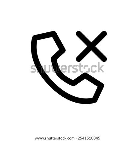 Minimalist Black and White Missed Call Icon – Perfect for Web Design, App Interfaces, and Digital Branding, Representing Missed Call Alerts and Communication Notifications for User-Friendly Platforms