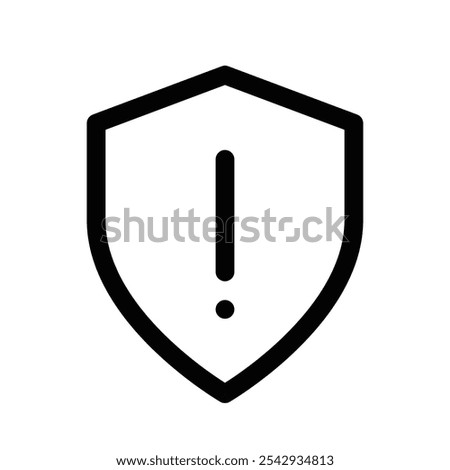 Minimalist Black and White Shield Alert Icon – Perfect for Web Design, App Interfaces, and Digital Branding, Representing Security Warnings, Threat Alerts, and System Notifications for User Safety