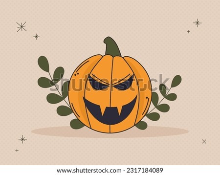 A scary Halloween pumpkin face with a spooky smile. The main symbol of the Happy Halloween holiday. An element for your design for the fall October party. Retro style.