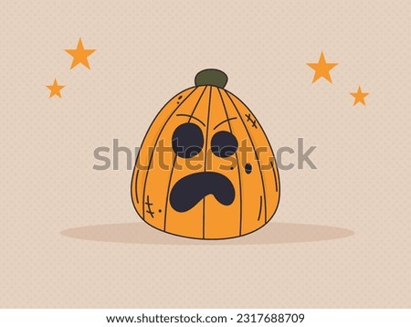 A scary Halloween pumpkin face with a spooky smile. The main symbol of the Happy Halloween holiday. An element for your design for the fall October party. Retro style.