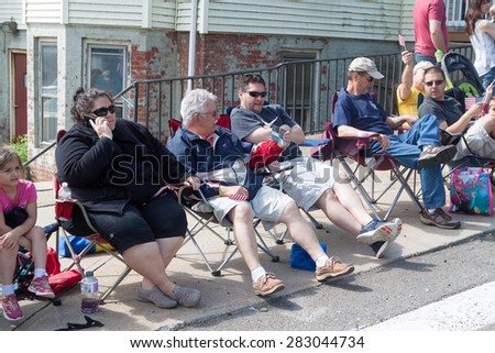 Shelton, CT, USA - May 25, 2015: Spectators enjoying the \