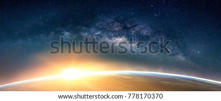 Similar – Image, Stock Photo Milky Way, Venus and meteor over a forest