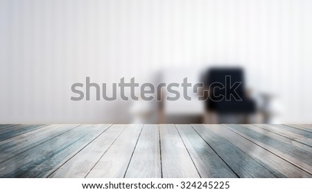 3D Close Up wood table with blur background