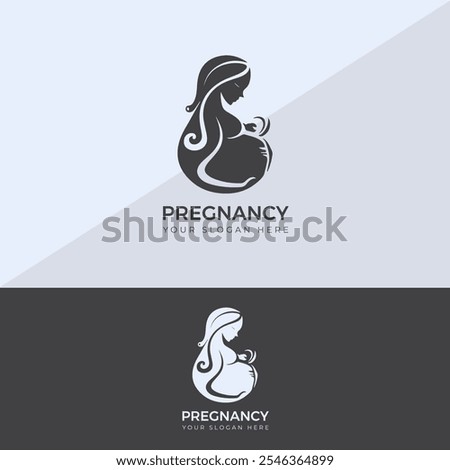 Woman Pregnant Logo Design Template