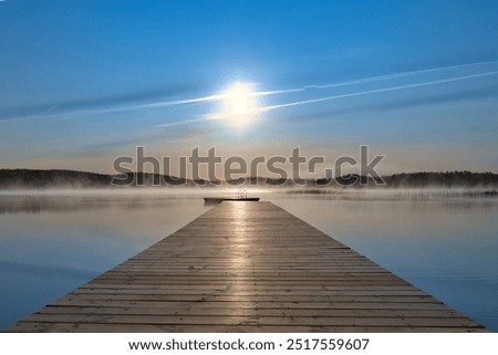 Similar – Foto Bild See mit Holzsteg in der Abenddämmerung