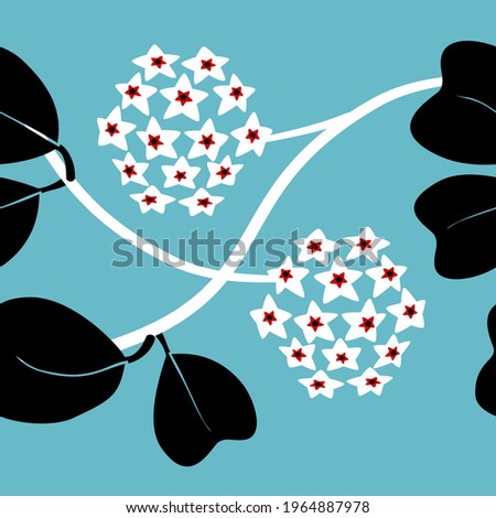 hoya flower vine vector bright exotic color seamless pattern
