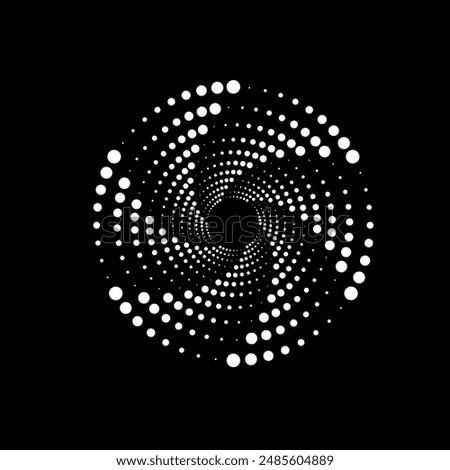 Vector dotted speed lines in vortex form. Geometric art. Segmented circle. Arc lines. Trendy design element for frame, round logo, sign, symbol, web, prints, posters, template, pattern, backdrop