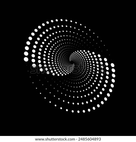 Vector dotted speed lines in vortex form. Geometric art. Segmented circle. Arc lines. Trendy design element for frame, round logo, sign, symbol, web, prints, posters, template, pattern, backdrop