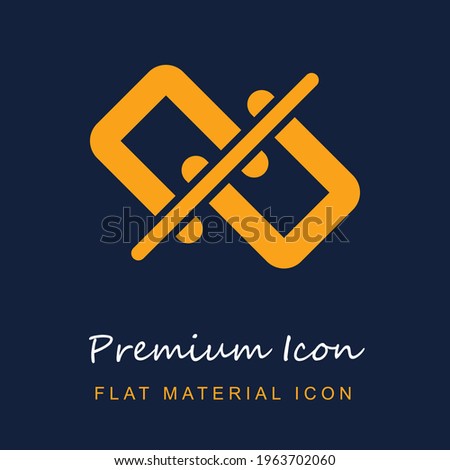 Broken Link Interface Symbol Of Chain Links With A Slash premium material ui ux isolated vector icon in navy blue and orange colors