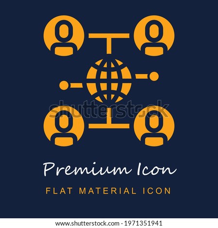 Social Network premium material ui ux isolated vector icon in navy blue and orange colors