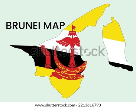 Map of Brunei, Brunei Map vector Illustration,  Map of Brunei  With The National Flag.