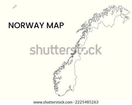 Map of Norway, Outline Map Norway vector Illustration, Map of Norway with an outline. Norway map.