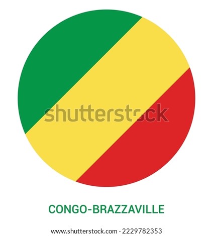 Flag Of Congo Brazzaville, Congo Brazzaville flag vector illustration, Congo Brazzaville flag in a circle.