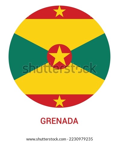 Flag Of Grenada, Grenada flag vector illustration, Grenada flag in a circle.