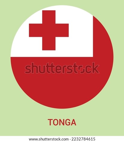 Flag Of Tonga, Tonga flag vector illustration, Tonga flag in a circle.