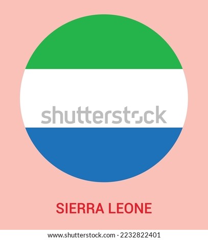 Flag Of Sierra Leone, Sierra Leone flag vector illustration, Sierra Leone flag in a circle.