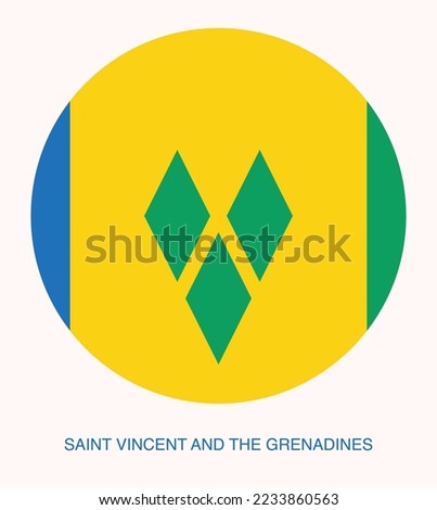 Flag Of Saint Vincent and the Grenadines, Saint Vincent and the Grenadines flag vector illustration, Saint Vincent and the Grenadines flag in a circle.