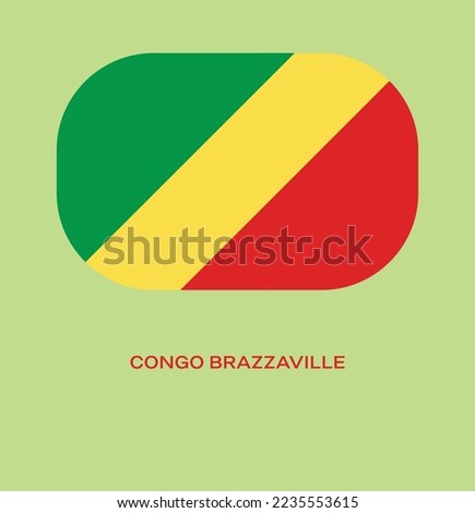Flag of Congo-Brazzaville, Congo-Brazzaville flag vector illustration, Congo-Brazzaville flag in rounded corner, Button style Congo-Brazzaville flag.