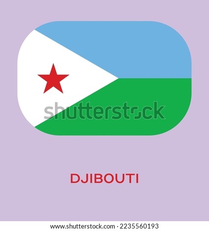 Flag of Djibouti, Djibouti flag vector illustration, Djibouti flag in rounded corner, Button style Djibouti flag.